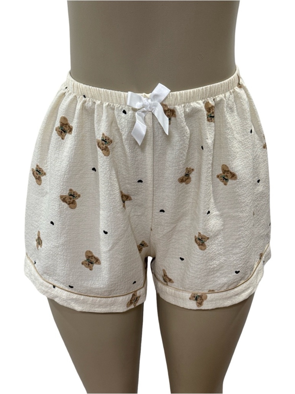 Source Unknown Cream Teddy Print Lounge Shorts